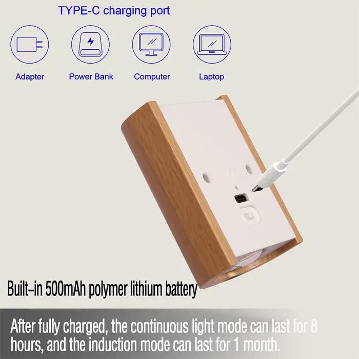 Intelligent induction wall light 0.4w bois a mené la lumière de nuit infrarouge 2700k - 3000k capteur magnétique rechargeable ball cabinet