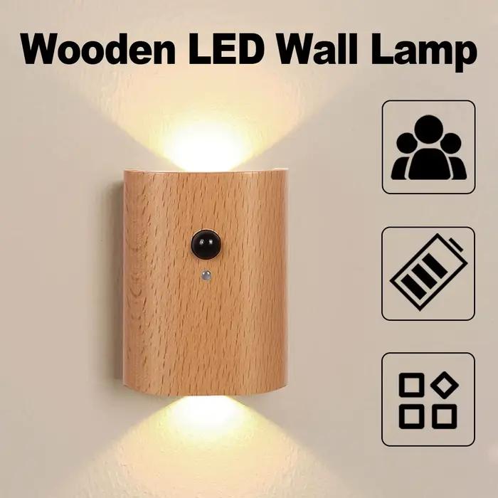 Intelligent induction wall light 0.4w bois a mené la lumière de nuit infrarouge 2700k - 3000k capteur magnétique rechargeable ball cabinet