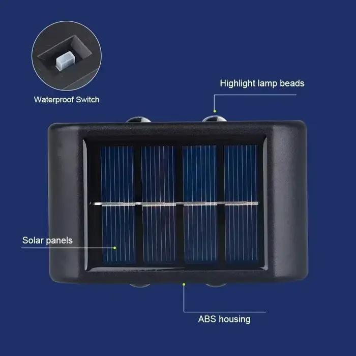 Applique murale extérieure solaire 12 LED lumière de jardin étanche cour Balustrade lampe d'ambiance décorative vers le