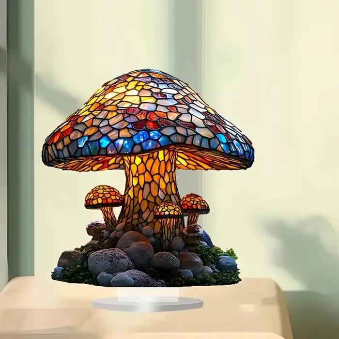 1 lampe en forme de champignon en acrylique de style bohème contemporain