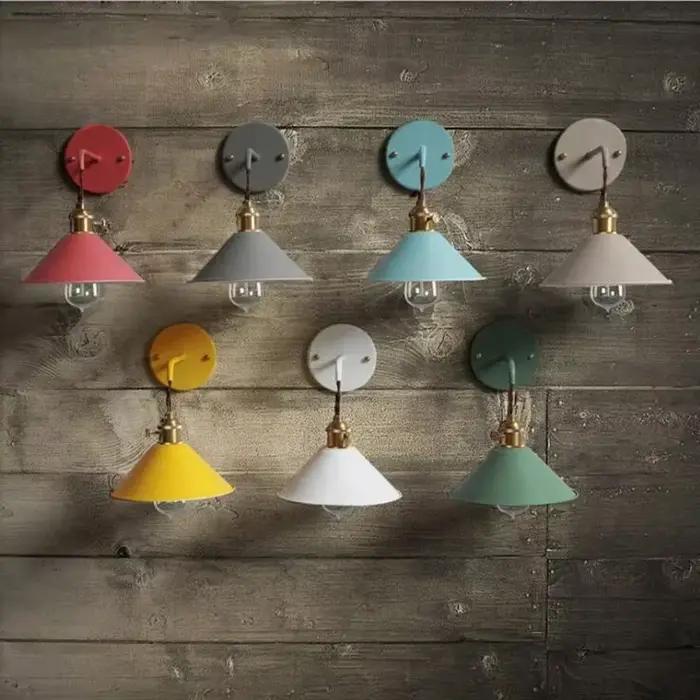 Applique murale rétro lampe de chevet nordique Macaron coloré avec interrupteur