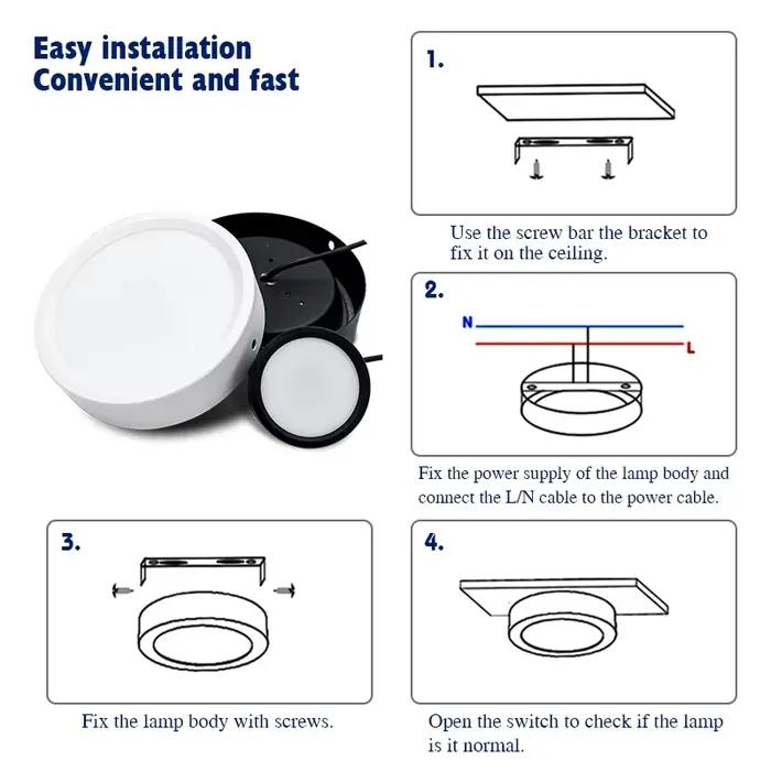 LED Downlight 9W 12W 15W 18W Surface plafonnier AC 220V 230V panneau LED rond vers le bas lumières projecteur pour l'éclairage du salon