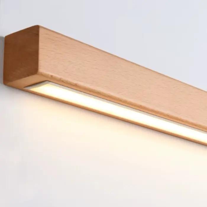 Lampe murale longue en bois massif de style japonais