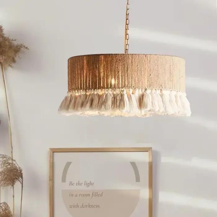 Lampes à pampilles bohème Vintage corde de chanvre suspension pour chambre Restaurant hôtel chez l'habitant lampe
