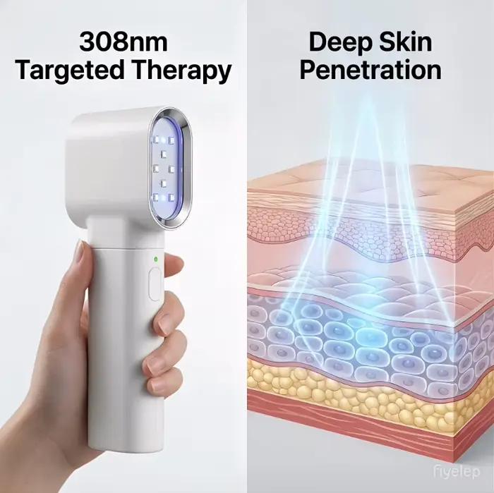 Lampe à main pour le vitiligo, utilisation domestique, lampe UVB 308 nm pour la photothérapie du vitiligo, thérapie par la lumière pour les taches de psoriasis, l'eczéma et les maladies cutanées