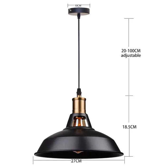 Suspension industrielle ferme pendentif éclairage noir Loft grange suspendu cuisine