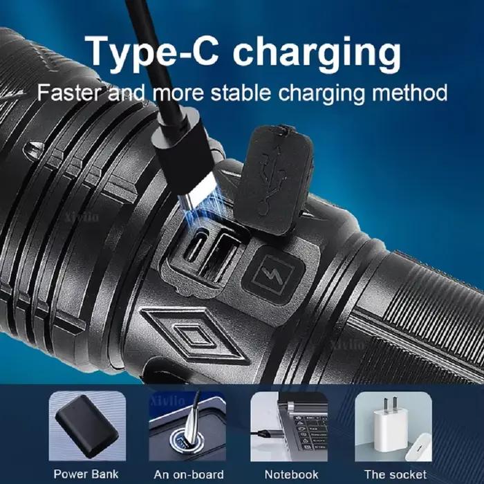 Lampes de poche ultra puissantes 998000000LM, lampe super lumineuse, lampe torche LED rechargeable, tactique, pour l'aventure en plein air, la pêche, le camping