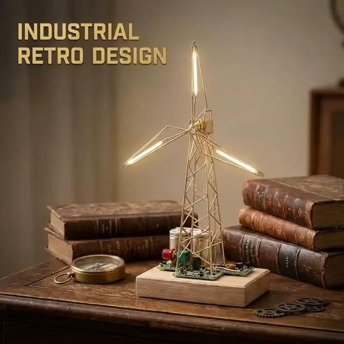 Kit de Bricolage DIY Veilleuse Artisanale en Bois de Pin Moulin à Vent pour Adultes Chambre d'Étudiant Cadeau Femme Occasions Spéciales
