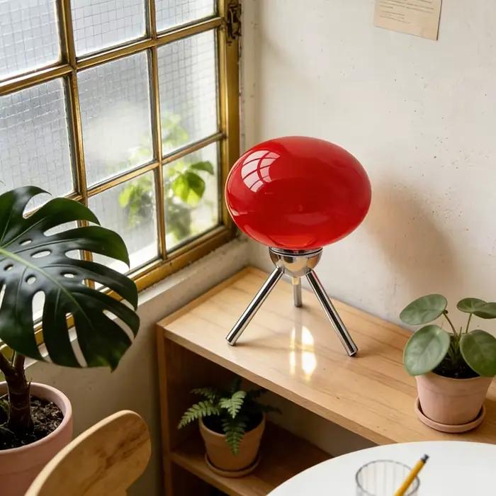 Bauhaus – lampe de Table champignon en verre du milieu du siècle