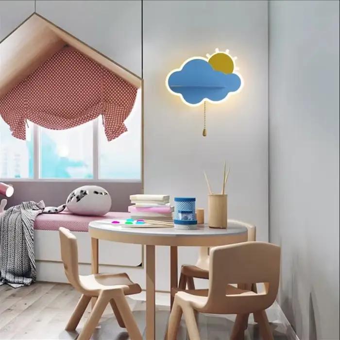 Nuage soleil étagère mur LED lampe chambre enfants chambre décoration nuit créative minimaliste applique murale enfants intérieur bébé chambre lumière