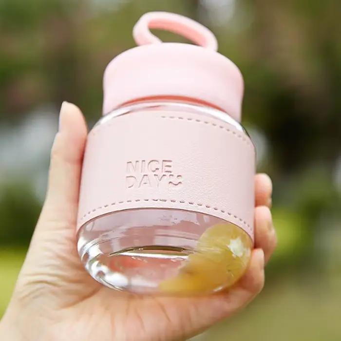 1 pièce Portable petit verre d'eau verre à jus Portable pour aller haut niveau d'apparence tasse potelée mignon vaisselle d'extérieur