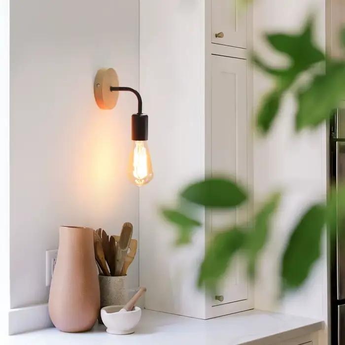 Applique murale en bois vintage moderne lampe de chevet rétro pour chambre et salle à manger ambiance douce et chaleureuse
