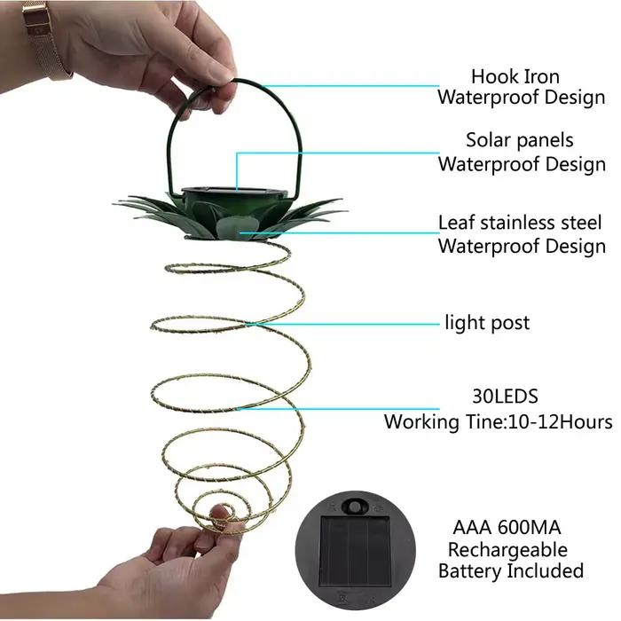 Lampes solaires ananas fer Art lanternes Led fil de cuivre cordes lumineuses extérieur étanche jardin décoratif