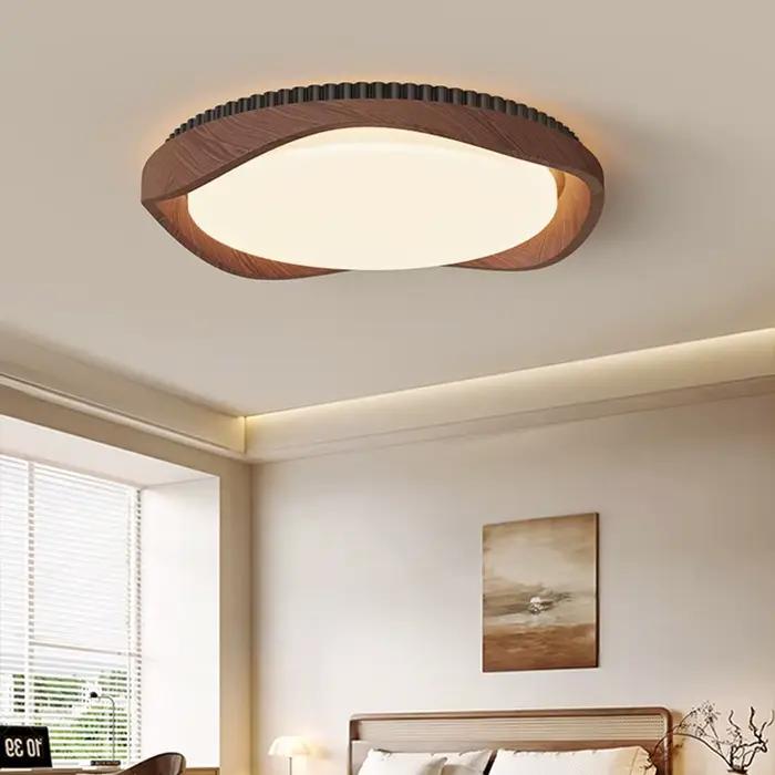 Plafond moderne à LEDs lampe abat-jour en bois plafonnier pour chambre salle de bain cuisine balcon