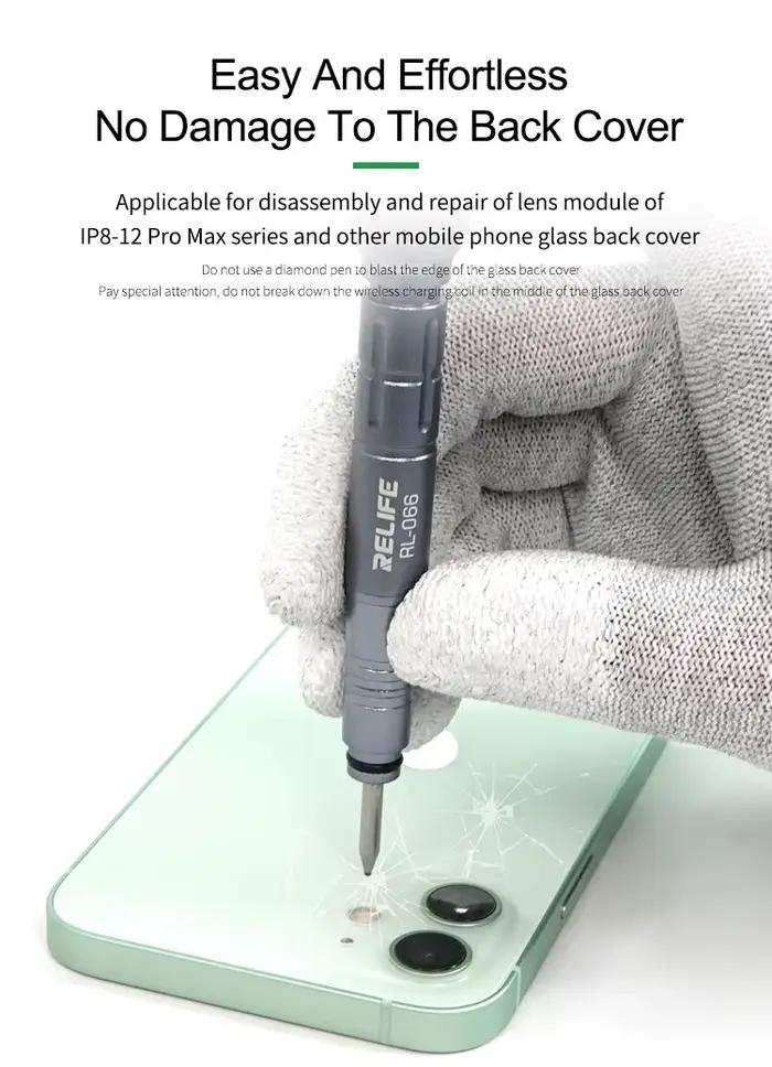 RELIFE RL-066 Stylo de démontage de verre arrière pour iPhone – Outil de réparation et de brassage pour la dépose de la vitre arrière des téléphones mobiles