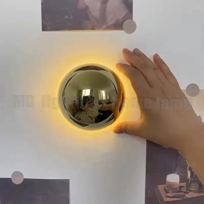 Lampe murale luxueuse en argent plaqué, style nordique minimaliste, moderne et simple, circulaire, pour couloir, escalier, lampe de chevet effet éclipse lunaire, décoration intérieure