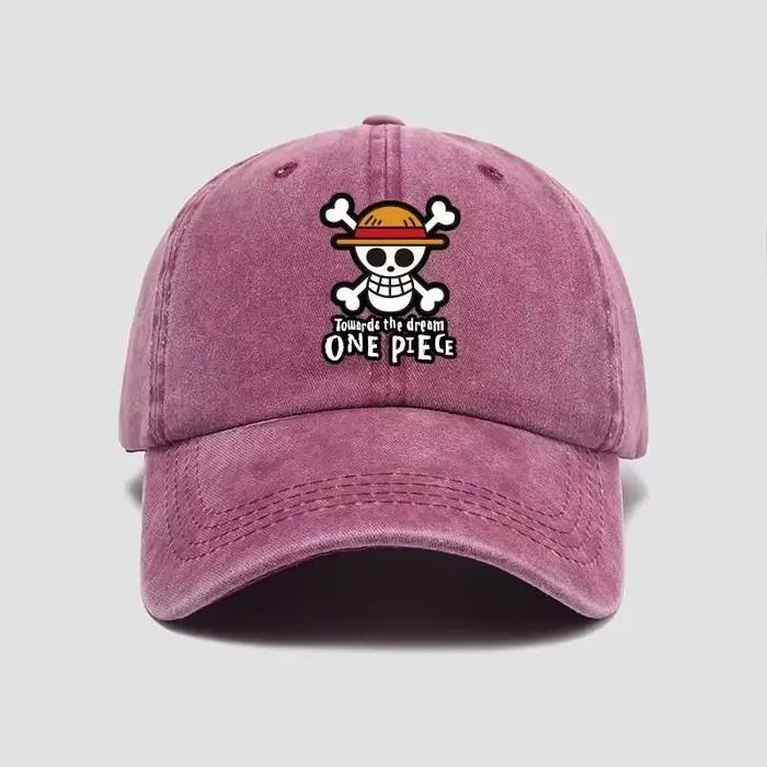 Casquette de baseball en coton doux imprimée One Piece, casquette à visière unisexe, motif dessin animé, protection solaire, chapeau décontracté pour l'extérieur, cadeau