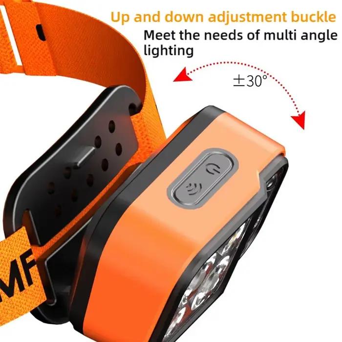 Lampe frontale LED rechargeable, phare ultra lumineux avec 5 modes, chargement USB, 60 ° Réglable, durable pour le camping, la course à pied