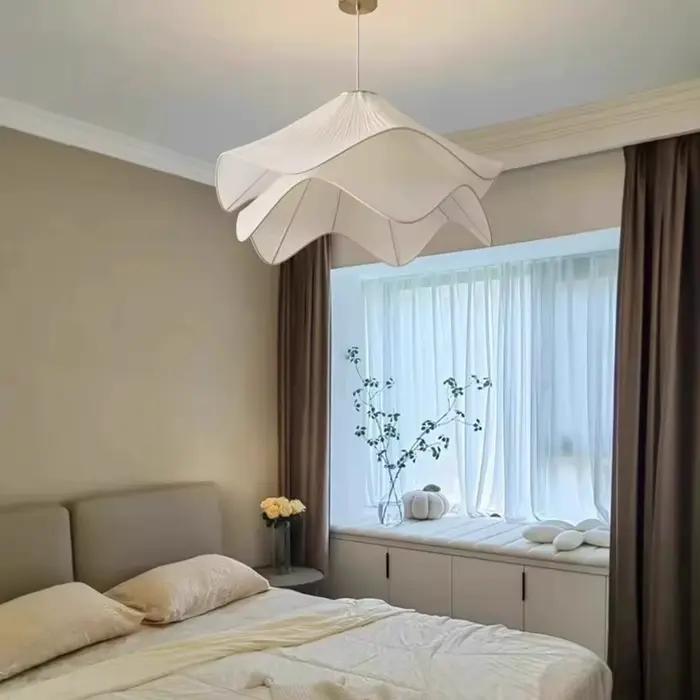 Lampe suspendue moderne LED minimaliste en tissu blanc