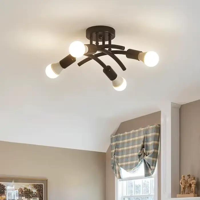 Lampe suspendue en forme de tuyau en fer forgé de style rétro