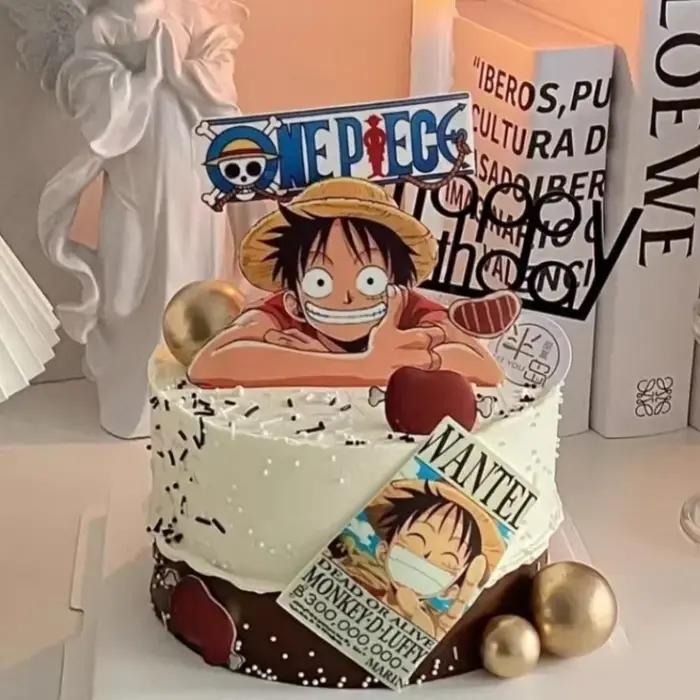7 pièces ONE PIECE Luffy Cake Topper Anime Garçon Fille Décoration de gâteau d'anniversaire Drapeau de gâteau Fournitures de fête pour Anniversaire d'enfants Baby Shower