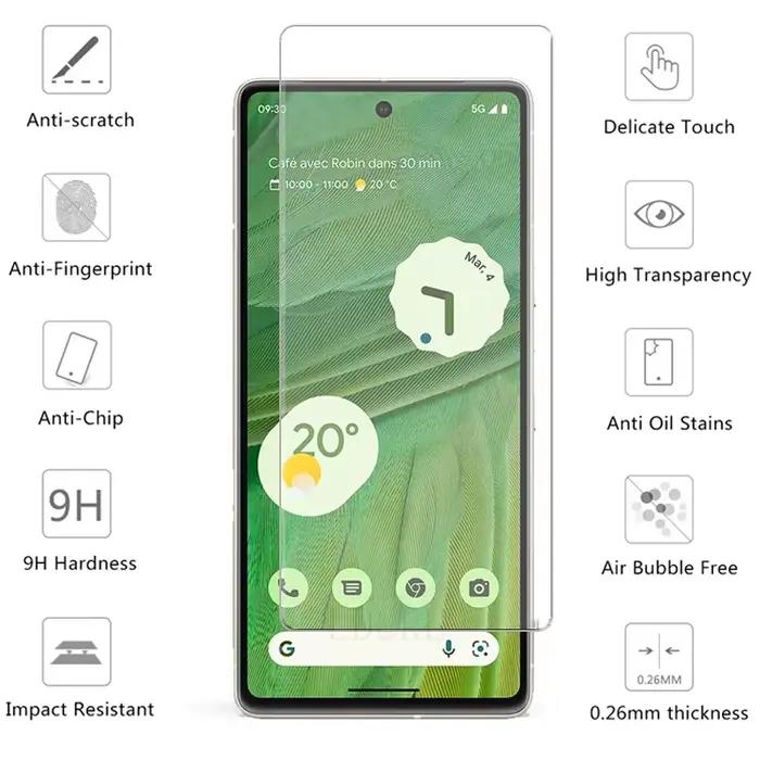 4 pièces verre trempé pour Google Pixel 9 10 8 Pro 9A 8A 7 7A 6 6A 5 4A 4 XL 3 Film de protection d'écran Transparent verre
