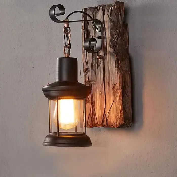 Antique nouveau Style industriel bois applique murale lumière rustique
