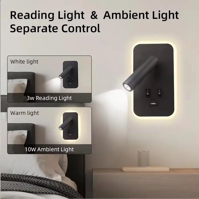 Applique murale rotative moderne avec Usb chambre étude salon hôtel chevet lecture Rotation mur LED lumière avec interrupteur de commande