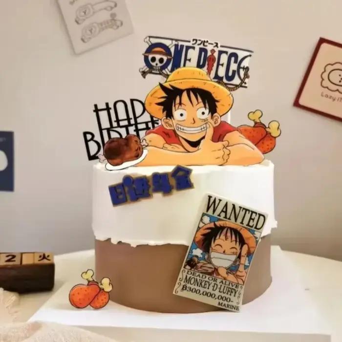 7 pièces ONE PIECE Luffy Cake Topper Anime Garçon Fille Décoration de gâteau d'anniversaire Drapeau de gâteau Fournitures de fête pour Anniversaire d'enfants Baby Shower