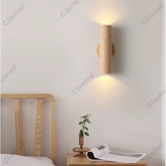 Applique Murale LED en Bois Solide de Style Nordique pour Salle à Manger
