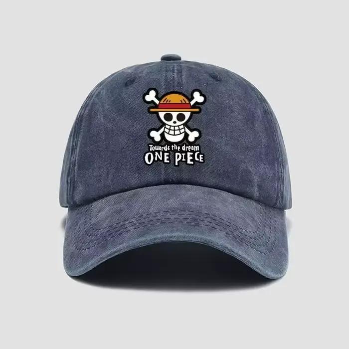 Casquette de baseball en coton doux imprimée One Piece, casquette à visière unisexe, motif dessin animé, protection solaire, chapeau décontracté pour l'extérieur, cadeau