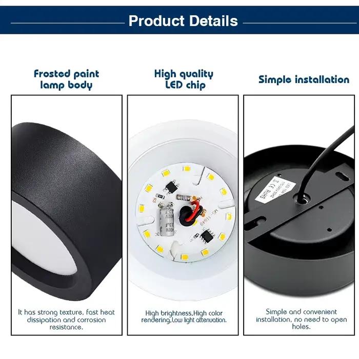 LED Downlight 9W 12W 15W 18W Surface plafonnier AC 220V 230V panneau LED rond vers le bas lumières projecteur pour l'éclairage du salon