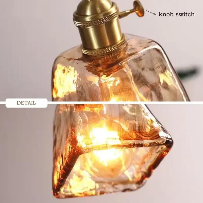 Rétro ambré verre suspension lampe personnalité chambre maison lit chinois étude porche lustre E27 série japonaise suspendus lumières