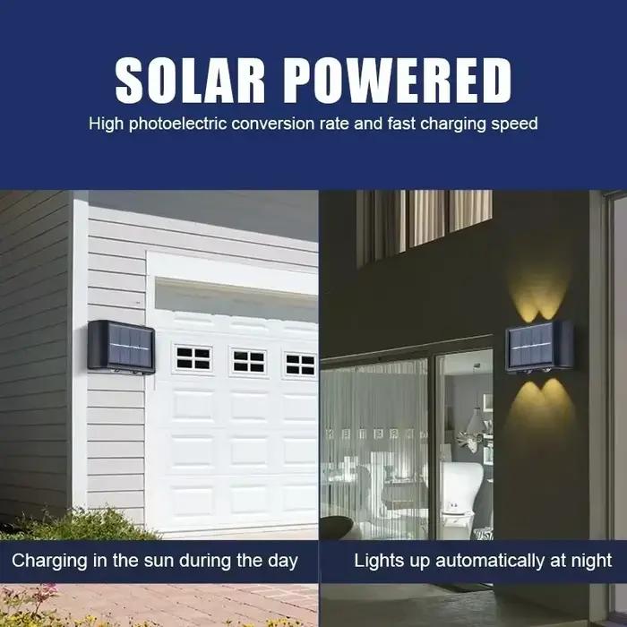 Applique murale extérieure solaire 12 LED lumière de jardin étanche cour Balustrade lampe d'ambiance décorative vers le