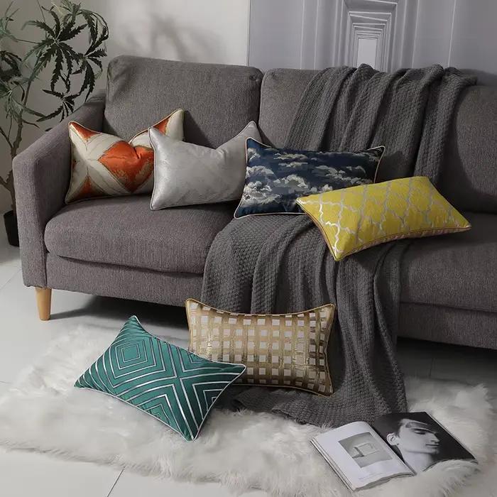 2 pièces de taie d'oreiller de taille Jacquard de haute précision, housse de coussin de luxe pour décoration de maison, 30x50cm, pour canapé, taie d'oreiller décorative