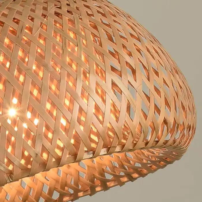 Lanterne en bambou suspension lampe rotin naturel osier E27 LED lustres tissé à la main abat-jour luminaire