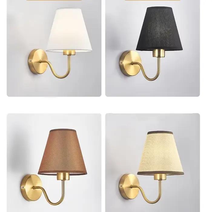 Lampe murale moderne rétro en tissu pour chambre à coucher salon hôtel éclairage intérieur LED fer tissu plaqué flux lumineux 249-2000 style nordique E27 OCCASIONNEL
