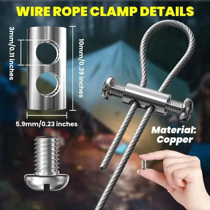Pinces à câbles métalliques en acier, vente en gros, serre-câble de Suspension à Double trou, réglage de vis transversale, fixation de verrouillage télescopique, Clips en cuivre