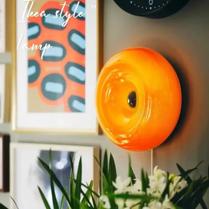 Applique murale en forme de beignet rétro élégante pour chambre à coucher salon bureau ambiance lampe de table orange blanc matériaux pierre de verre gravée bronze