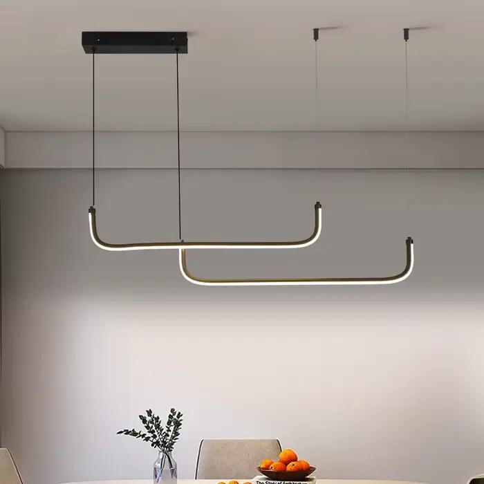 Luminaire suspendu LED doré moderne pour salle à manger Design élégant avec hauteur réglable Solution d'éclairage économe en énergie