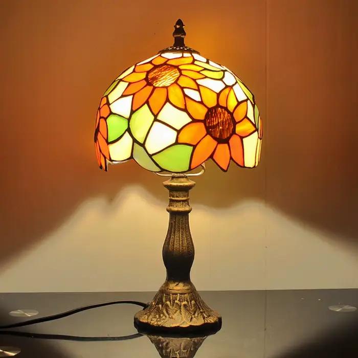 Lampe de bureau rétro pastorale de tournesols nordiques