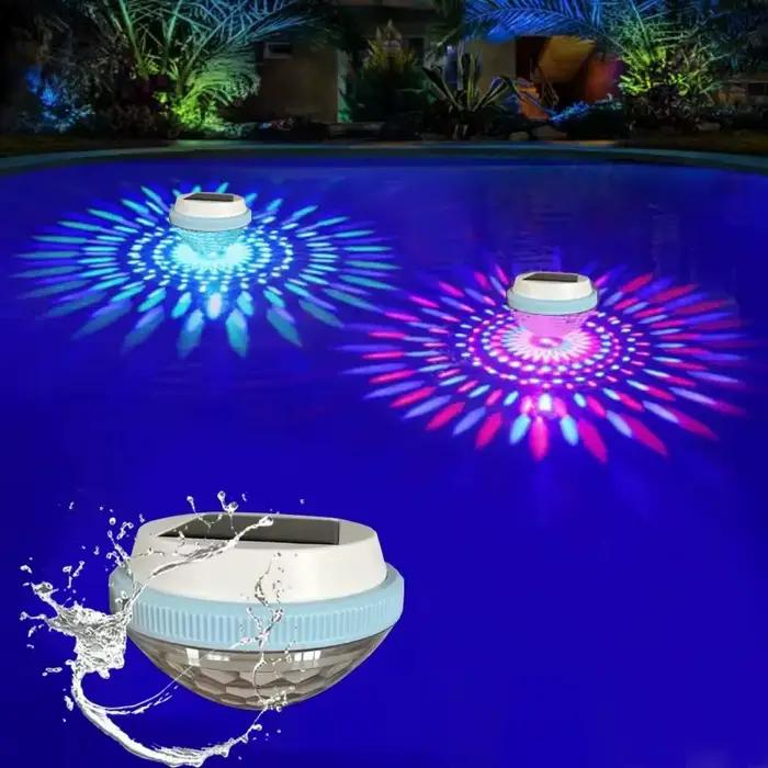 Lumière solaire flottante pour piscine, éclairage LED automatique la nuit, recharge automatique et arrêt des lumières de jour, colorée D