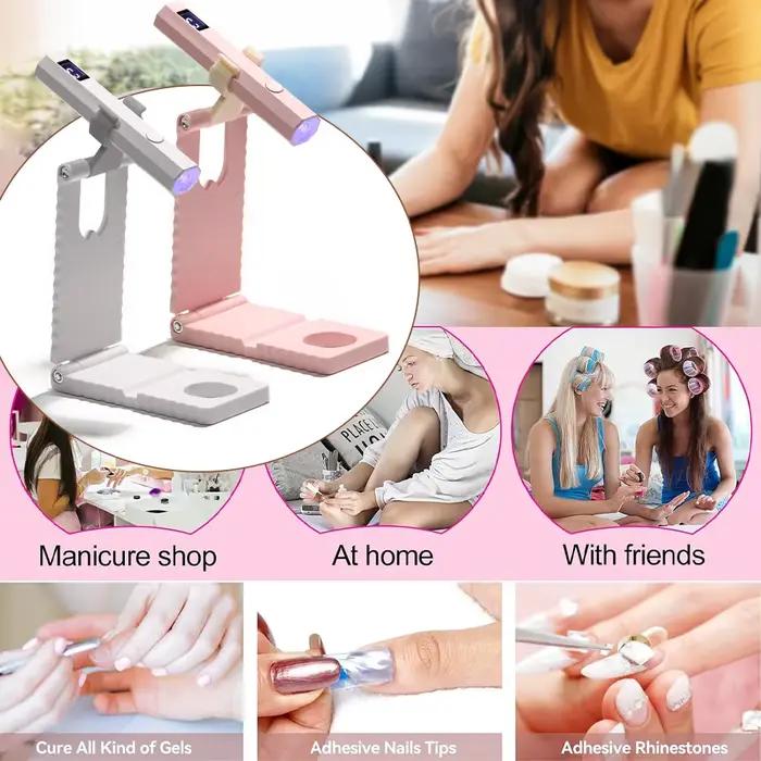 Mini Lampe UV pour Ongles - Lampe à Ongles Portable avec Minuteur et Support Réglable pour Gel, Séchoir à Ongles Rechargeable, Polymérisation Rapide pour Colle