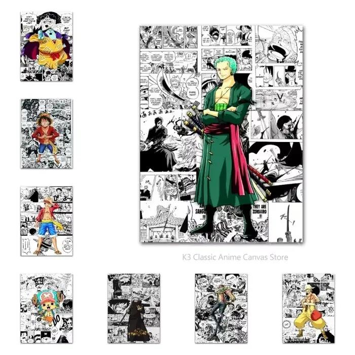 Personnage de dessin animé classique une pièce Luffy Zoro, images pour salon, couloir, chambre d'enfant, affiche HD, décoration, peinture sur toile