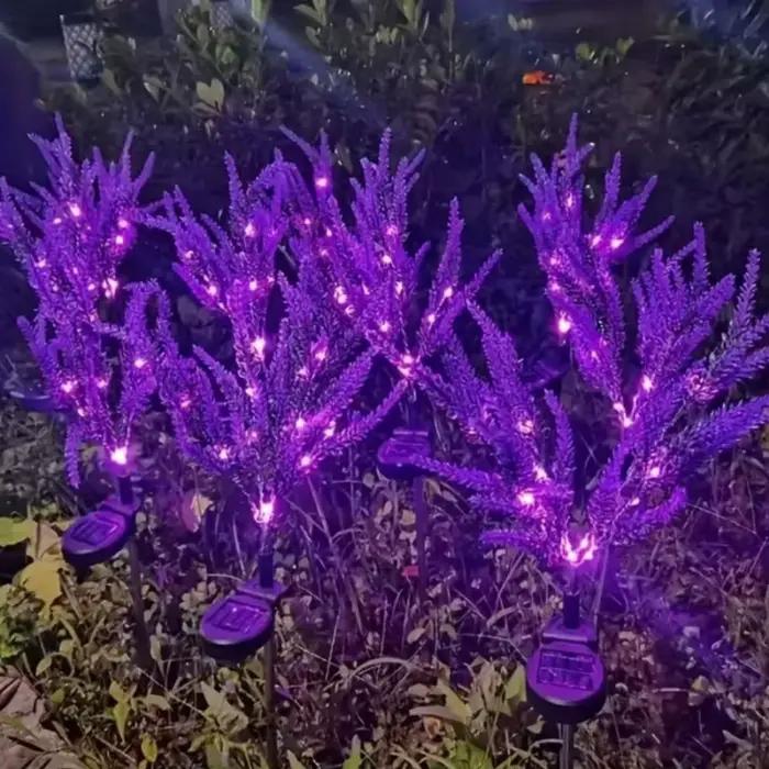 Lampe solaire LED violette en forme de lavande, design étanche, piquet décoratif, lumière de jardin solaire en forme de fleur, 1 unité