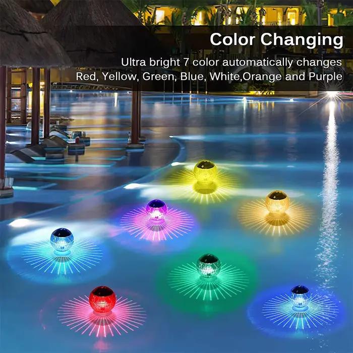 Lampe solaire flottante LED pour piscine, boule lumineuse à panneau solaire pour bassin, étanche, spectacle de lumière disco changeant de couleur
