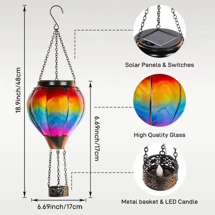 Lampe de jardin solaire vintage effet flamme décoration extérieure verre métal pour soirées et barbecues occasions spéciales