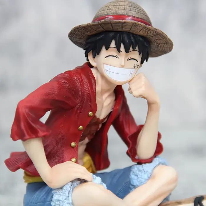 Anime One Piece Monkey D Luffy assis Ver. Statue de Collection de figurines d'action en PVC, modèle de jouets pour enfants, poupée cadeaux 13cm