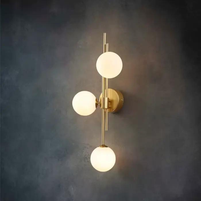 Lampes murales boule de verre pour salon couloir chambre nordique décor à la maison applique de chevet hôtel allée luminaires dorés