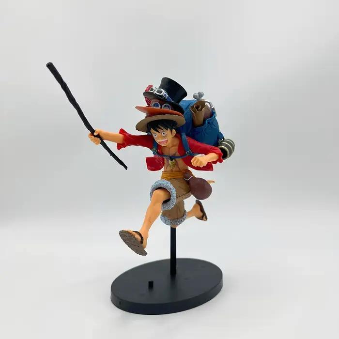 Ensemble de personnages de dessin animé One Piece, 3 pièces, Luffy ace Sabo, ornements en PVC, collection de modèles de bureau, jouets, cadeaux